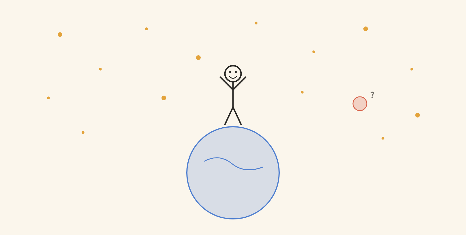 A child standing on a little planet, surrounded by stars